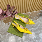 WOMEN'S HORSEBIT SLINGBACK PUMP LEMON CANVAS