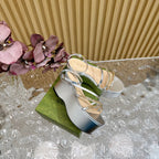 GG PLATFORM SANDAL SILVER CALFSKIN WITH CHAINS
