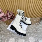 TRIOMPHE RANGERS MID LACE-UP BOOT IN WHITE CALFSKIN
