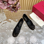 Ballerina In Toile Iconographe 20mm In Black Mix Earth Brown Cotton Canvas And Lambskin 102826