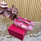 Ballerina In Toile Iconographe 20mm In Lotus Pink Mix Grey Brown Cotton Canvas And Lambskin 102828