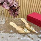 HIGH PUMP MULE 80MM IN SEPIA TAN CALFSKIN