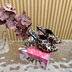 DC Keira Open-Toe Mules Brown Leopard-Print & Sheepskin 925999