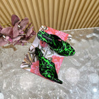 DC Keira Open-Toe Mules Green Leopard-Print & Sheepskin 926001