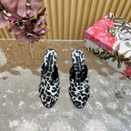 DC Keira Open-Toe Mules White Leopard-Print & Sheepskin 926003