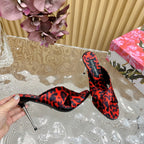 DC Keira Open-Toe Mules Red Leopard-Print & Sheepskin 925997