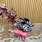 DC Keira Open-Toe Mules White Leopard-Print & Sheepskin 926003