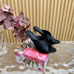 DC Keira Open-Toe Mules Black Silk & Sheepskin 926007