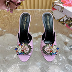 DC Rhinestone Buckle Mules Pink Silk & Sheepskin 926028