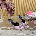 DC Rhinestone Buckle Mules Pink Silk & Sheepskin 926028