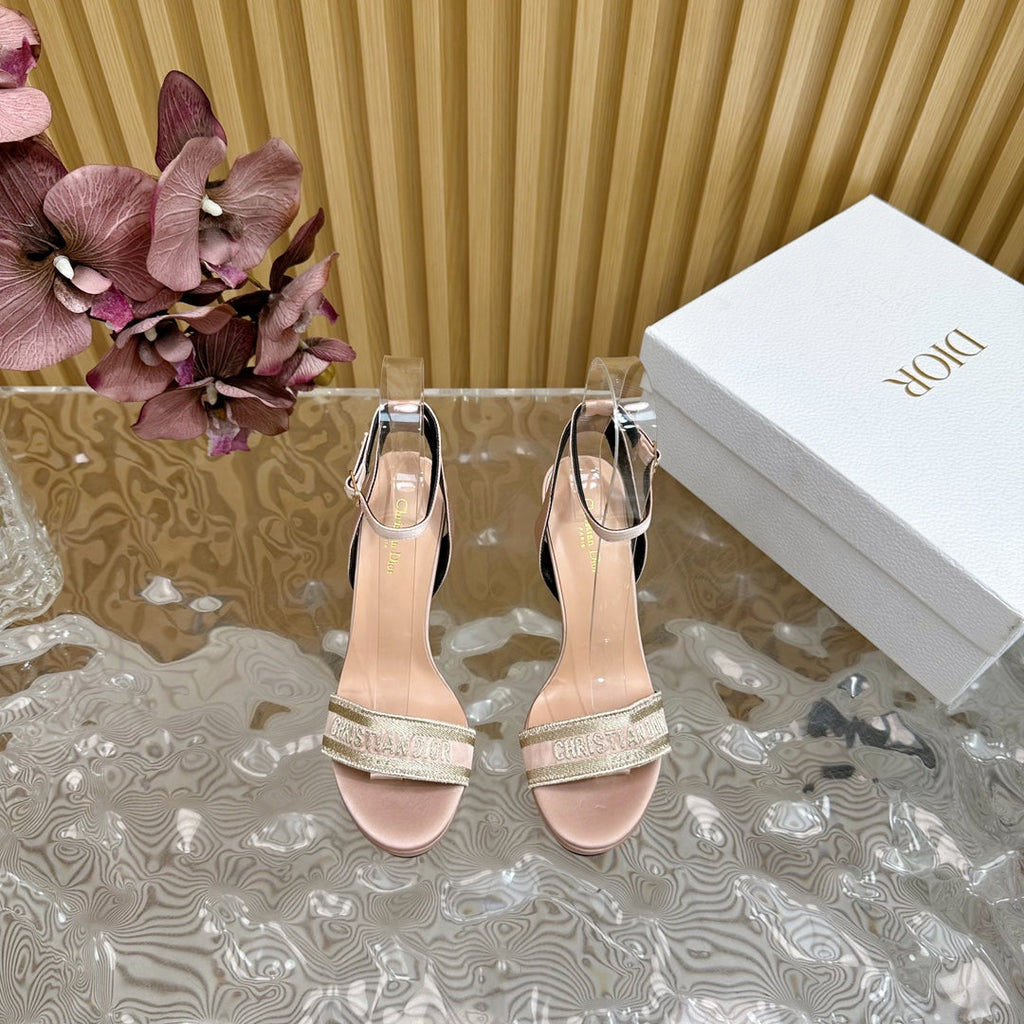 CD Dway Heeled Sandal 120mm Beige Silk And Lambskin