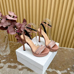 CD Dway Heeled Sandal 120mm Pastel Pink Silk And Lambskin
