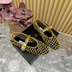 Alaia Ballet Flats In Gold Woven Cowhide 102288