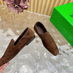 BV Grained Chocolate Suede Calfskin Adamo Slippers 957401