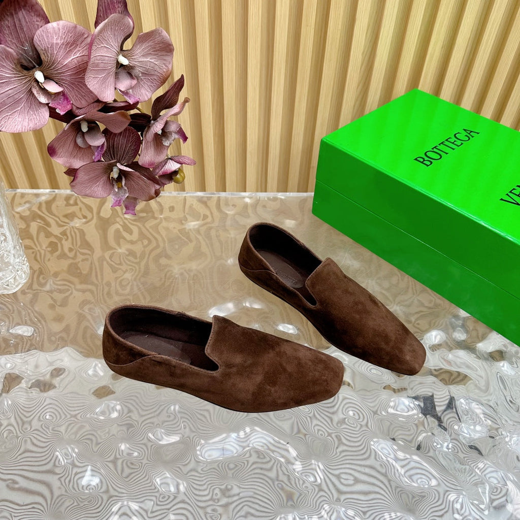 BV Grained Chocolate Suede Calfskin Adamo Slippers 957401