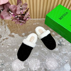 BV Mule Black Suede White Shearling 957414