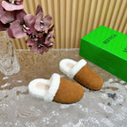BV Mule Gold Suede White Shearling 957416