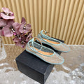 Alaila Mary Jane In Jade Green Mesh Fabric 103016