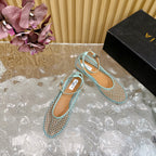 Alaila Mary Jane In Jade Green Mesh Fabric 103016