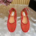 Alaila Mary Jane In Red Mesh Fabric 103018