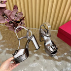 VT High Heels Sandals 110mm Gray Calfskin 286481