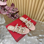 Rockstud Leather Caged Mule Sandals 10mm Pale Pink Sheepskin 307858
