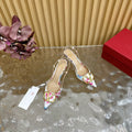 VT 25 Flower Slingback White Floral Fabric Sheepskin 325191