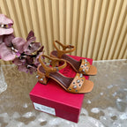 VT 25 Rivet Steel Beads Slingback Brown Lambskin 325206