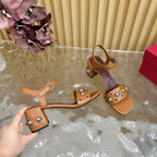 VT 25 Rivet Steel Beads Slingback Brown Lambskin 325206