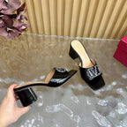 VT 25 Vlogo Mule Black Snakeskin Leather
