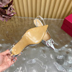 VT Slingback 8cm Silver Snake-grain Leather