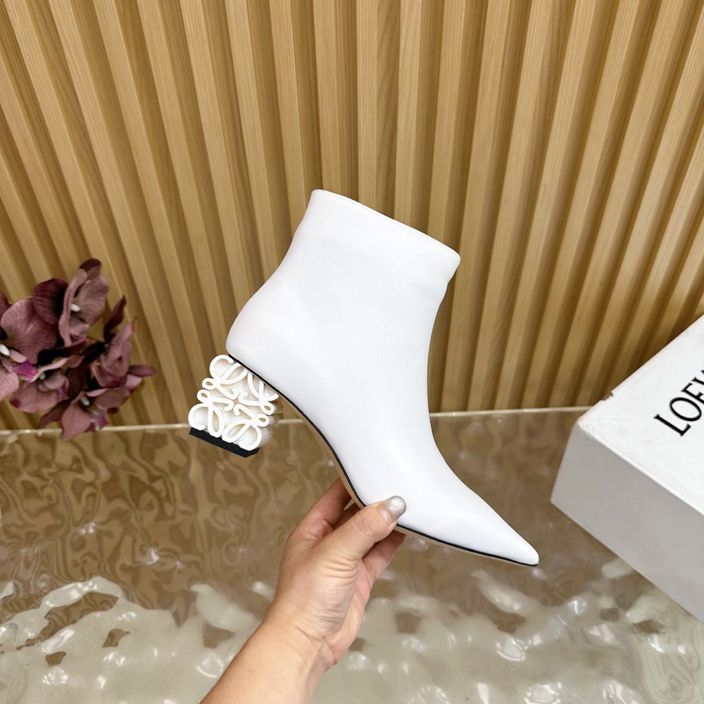 Loewe Anagram Ankle Boots 60mm White Cowhide 437034