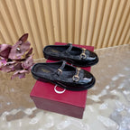 GG 26 Mule Black Beaded Leather Double G Fabric 589455