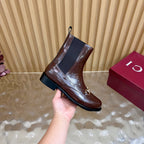 GG 26 Horsebit Martens Boots Glossy Brown Sheepskin 589467