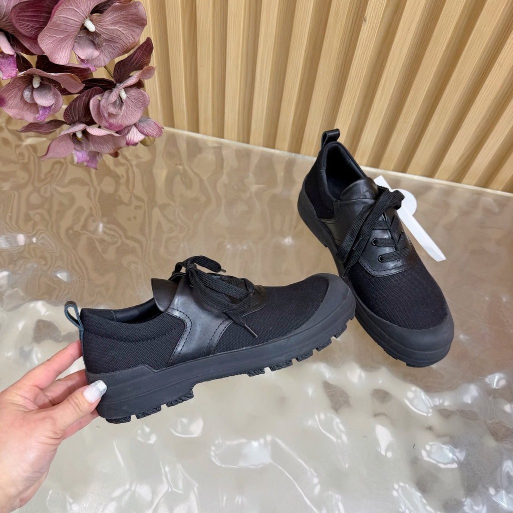 HM Kool Oxford Shoes Black Sheepskin Canvas 589182