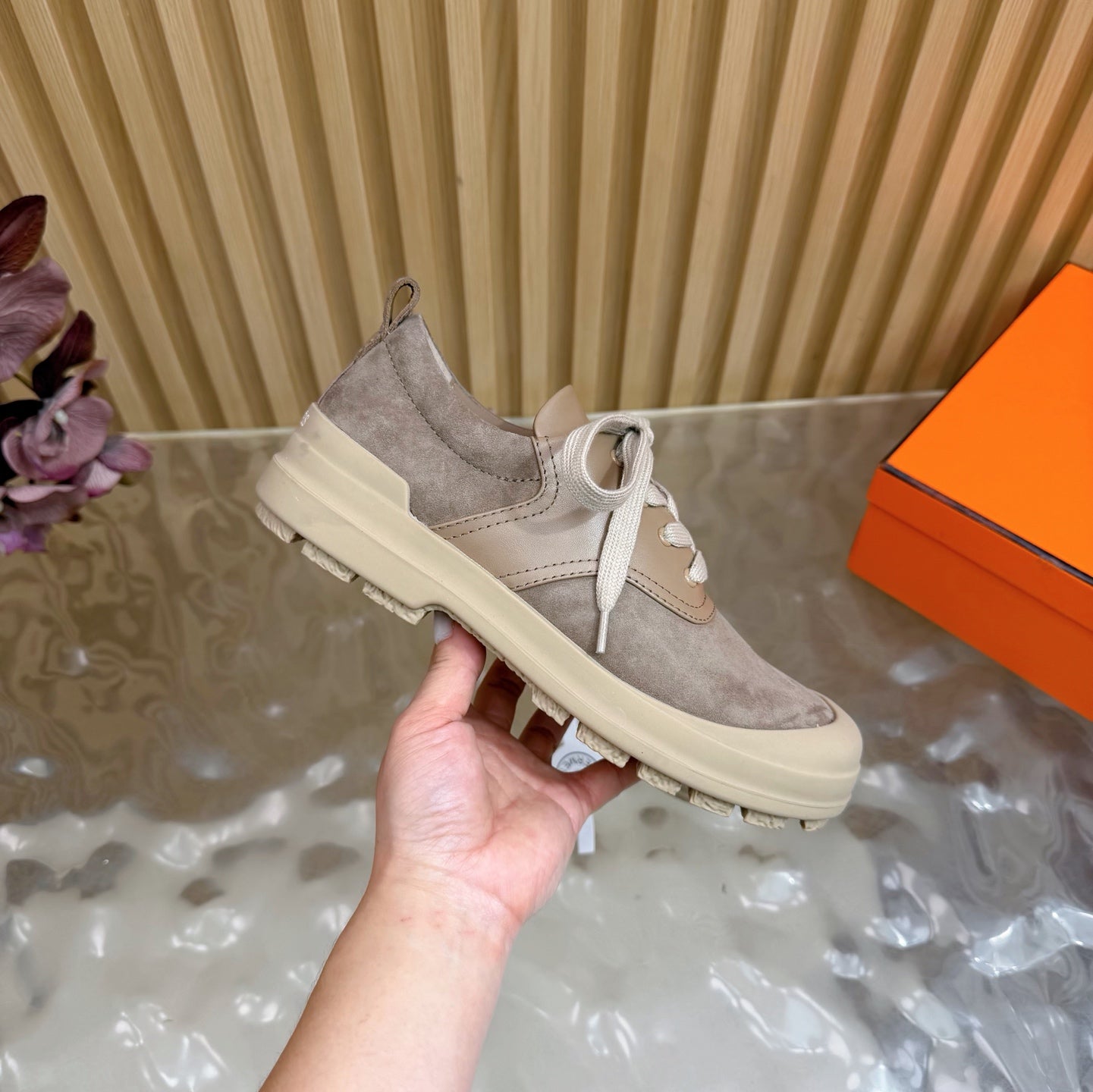 HM Kool Oxford Shoes Taupe Suede Sheepskin 589183