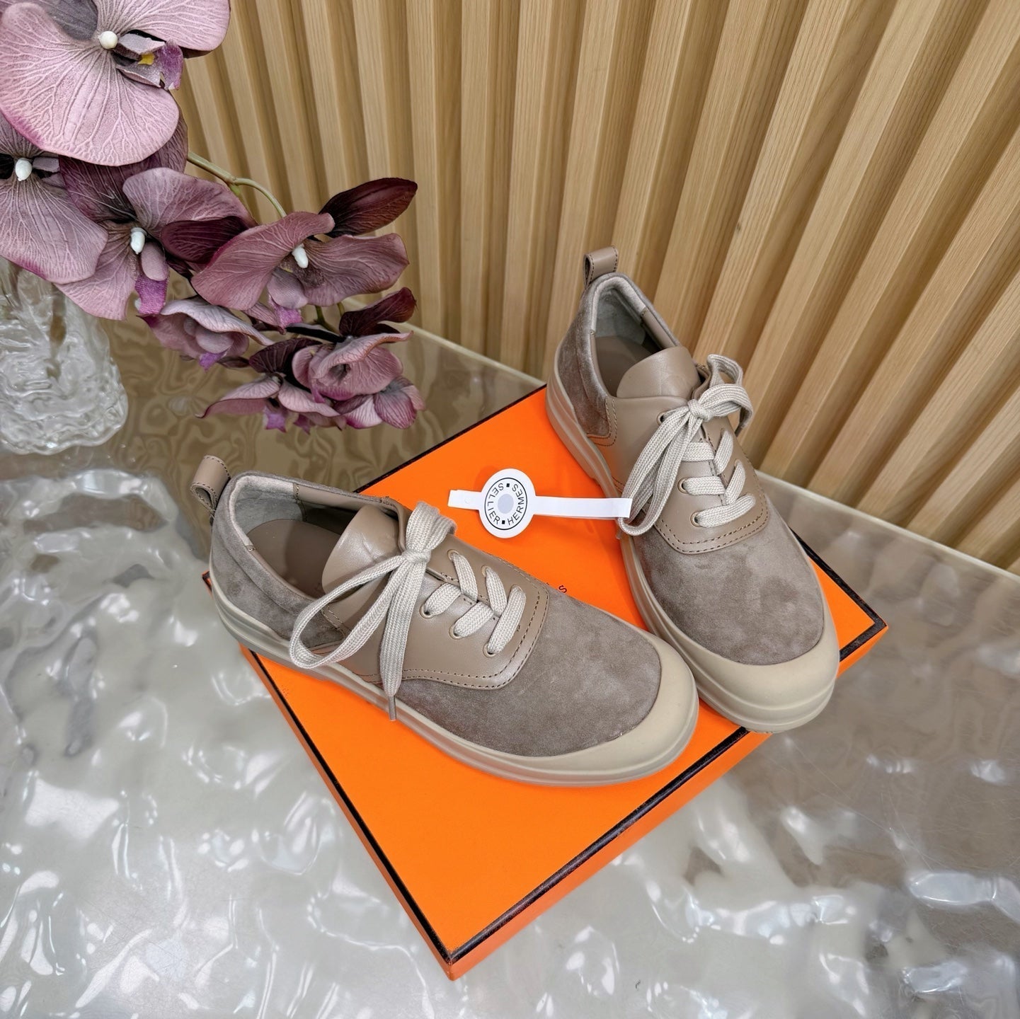 HM Kool Oxford Shoes Taupe Suede Sheepskin 589183