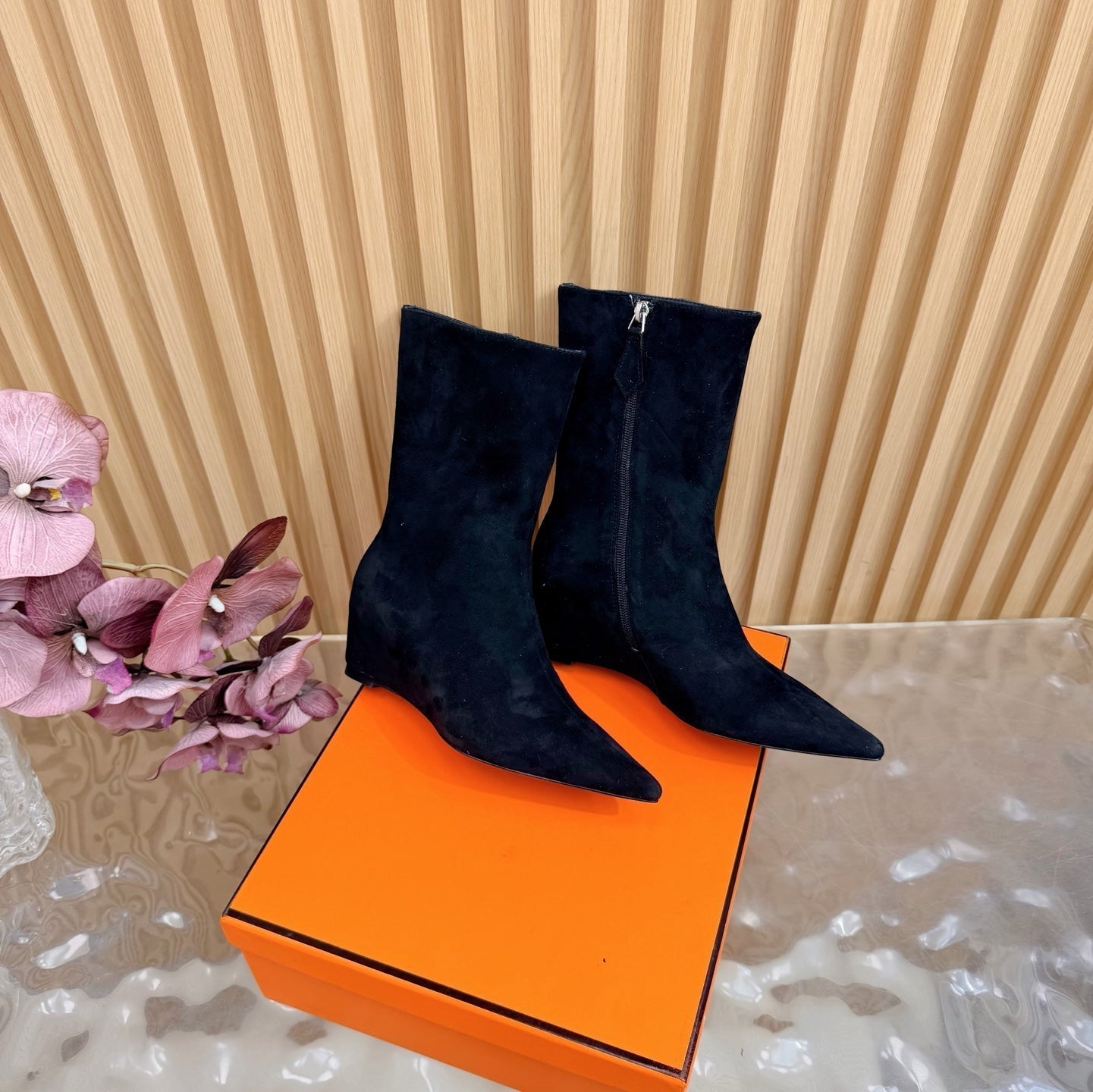 HM Leonie Ankle Boots 7cm Black Suede 589198