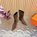HM Leonie Ankle Boots 7cm Dark Brown Suede 589199