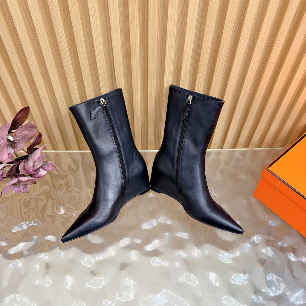 HM Leonie Ankle Boots 7cm Black Sheepskin 589201