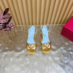 Valentino Royal Sandal 11.5cm Gold Blue Leather 702272