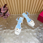 Valentino Royal Sandal 11.5cm White Blue Leather 702273