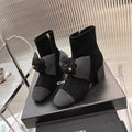 CC Short Boots 60mm Plain Black Camellia Suede
