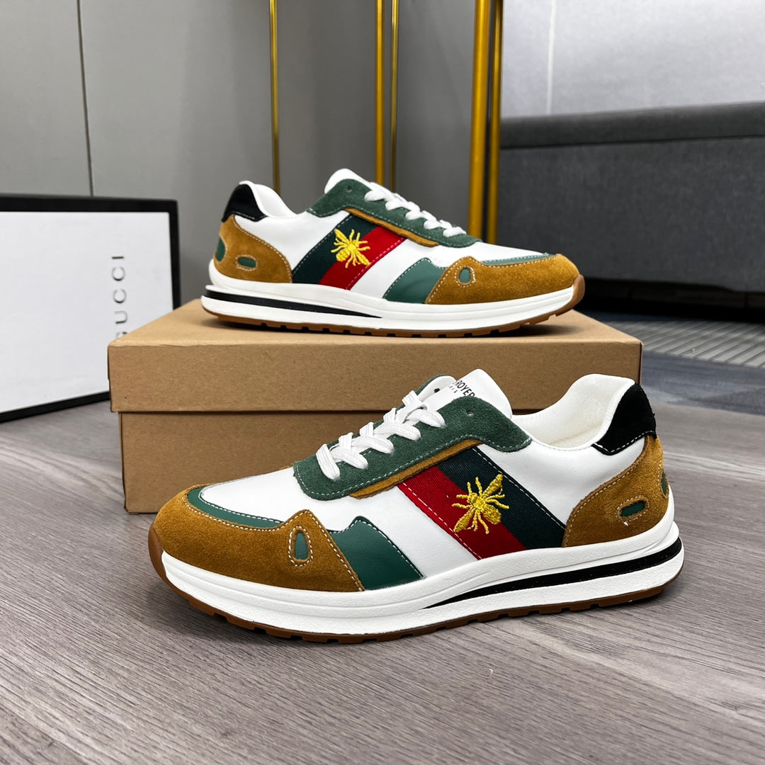 GG Men's Ace Bee Sneaker Multicolor Suede Cowhide 487718