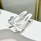 Jimmy Skye 65mm In White Cowhide Mules 597844