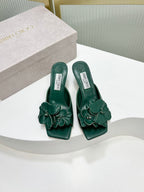 Jimmy Skye 65mm In Dark Green Cowhide Mules 597850