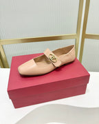 Vlogo Locker Mary-jane Ballerina In Beige Pink Cowhide 843667