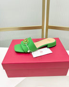 VT 25 Vlogo Slides 2cm Green Cowhide