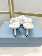 Prada Mesh Stiletto Sandals 7.5 White Sheepskin 606007