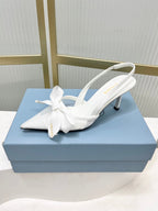 Prada Mesh Stiletto Sandals 7.5 White Sheepskin 606007